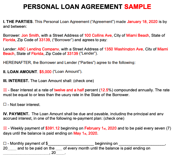 Personal Loan Agreements How To Create This Borrowing Contract