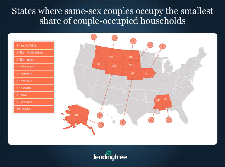 States With Highest Share Of Same Sex Couple Households Lendingtree 3390