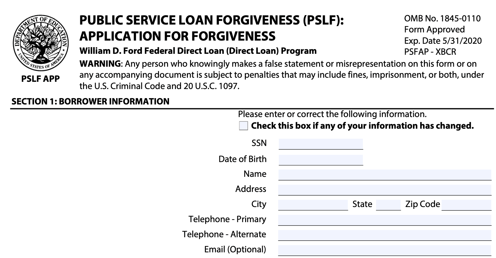 2023 Pslf Form Printable Forms Free Online