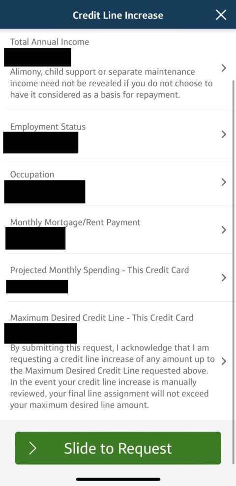 Capital One mobile app how to request credit line increase