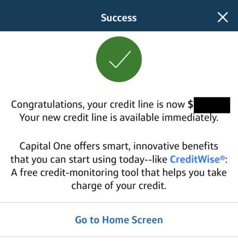 Capital One mobile app how to request credit line increase