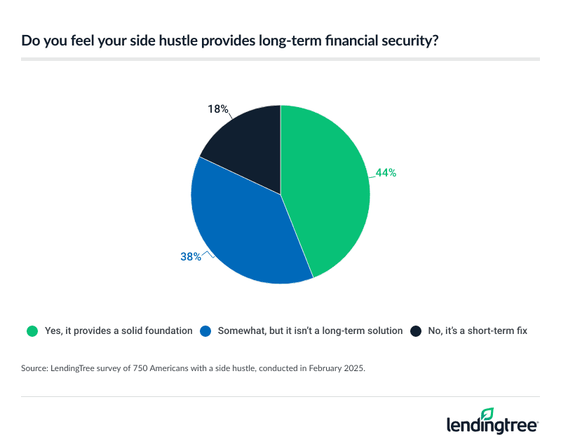 44% of Americans with a side hustle say it provides a solid foundation for long-term financial security.